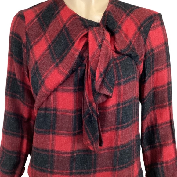 Zara Woman Black & Red Plaid Checkered Top size small Vintage‎ & Wool Look - Picture 4 of 7